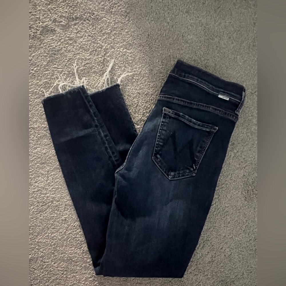 MOTHER Indigo Denim Jeans with Copper Accents